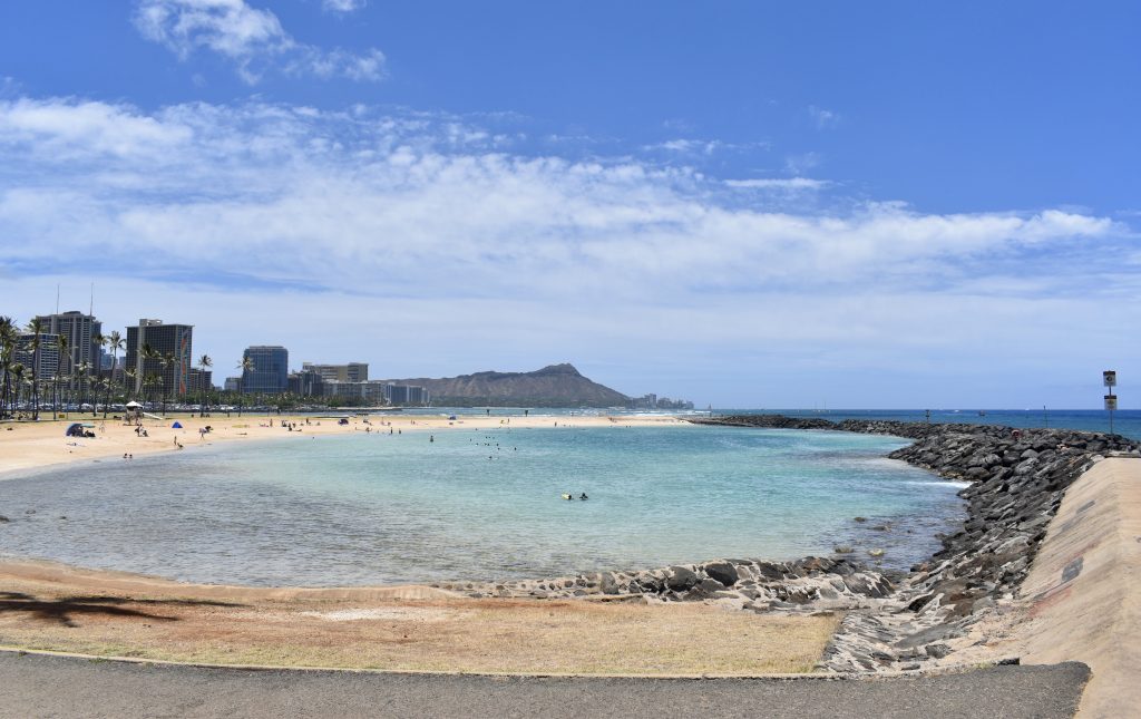 Magic Island with Diamond Head and Waikiki in the distance