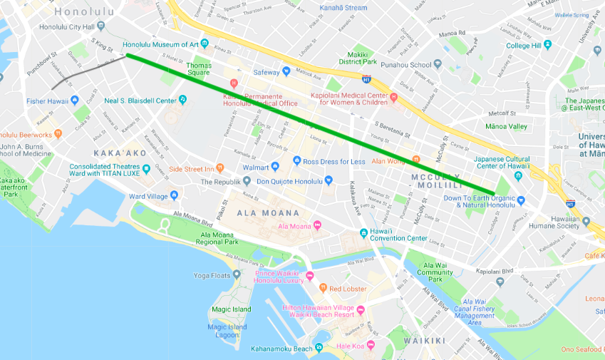 Protected Bike Lanes on Oahu via "Honolulu My Way" Interactive Map
